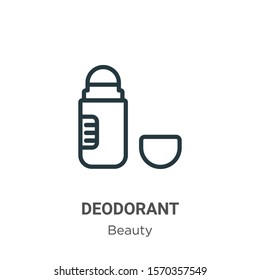 Deodorant outline vector icon. Thin line black deodorant icon, flat vector simple element illustration from editable beauty concept isolated on white background