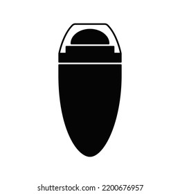 Icono de rollo desodorante en glifo plano negro, estilo relleno aislado en fondo blanco