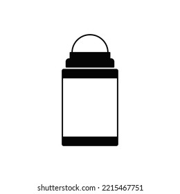 Deodorant roll icon in black flat glyph, filled style isolated on white background