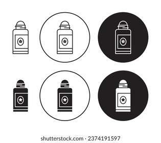 Deodorant Roll Linie Symbol Set. Das Badezimmer Deodorant Rollflasche Symbol in schwarzer Farbe. Deo Container Symbol in schwarzer Farbe für unsere Designs.