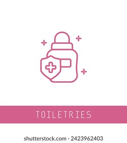 Desodorant Roll En El Icono De Contorno. Icono del desodorante del rodillo. Logo lineal de rollo en botella. simple ilustración rosa del cuidado corporal, producto de higiene personal. Contorno de imagen vectorial aislada en fondo blanco