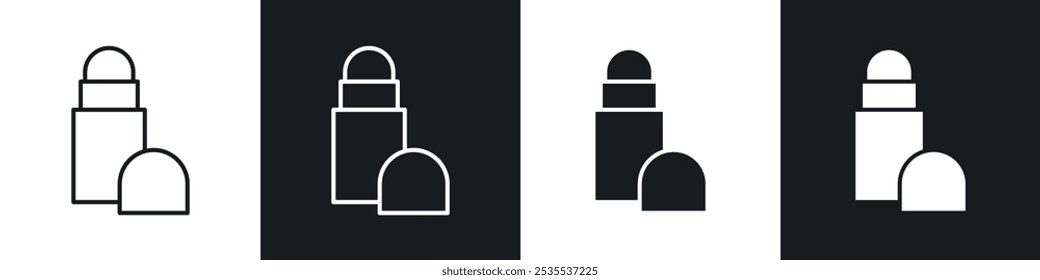 Desodorizante rolo no ícone vetorial definido em preto e branco. Ilustração de EPS 10