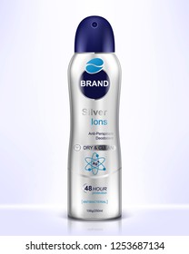Deodorant spray for women or men. Vector realistic illustration