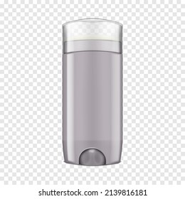 Deodorant stick blank bottle with clear cap on transparent background - realistic vector mock-up