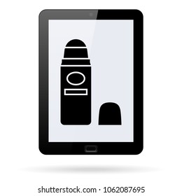 deodorant vector icon on a realistic tablet . Flat design style.