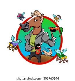 deodorized horse cartoon.Vector Design EPS 10