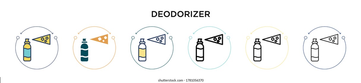 Deodorizer icon in filled, thin line, outline and stroke style. Vector illustration of two colored and black deodorizer vector icons designs can be used for mobile, ui, web