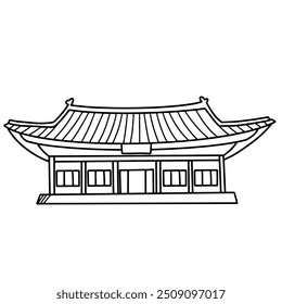 Palácio de Deoksugung, Coreia, ilustração desenhada à mão