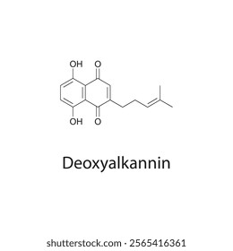 Deoxyalkannin skeletal structure diagram.Naphthoquinone compound molecule scientific illustration.