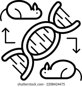 Deoxyribonucleic Acid vector line icon design, Biochemistry symbol, Biological processes Sign, bioscience and engineering stock illustration, Genetic manipulations in the rat Concept