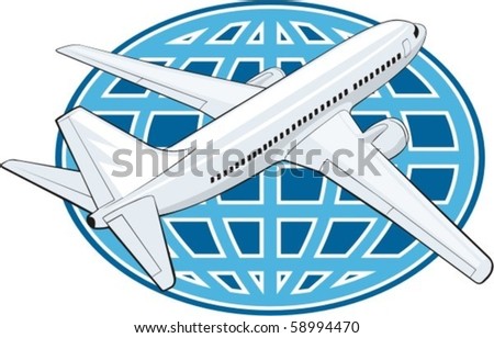 departing jet on a globe background