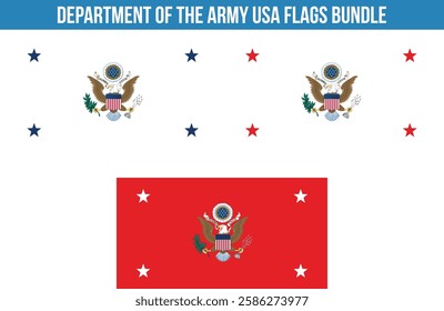 Department of the Army USA Flags Bundle Vector Illustration Premium Quality