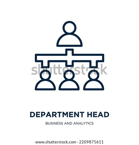 department head icon from business and analytics collection. Thin linear department head, head, business outline icon isolated on white background. Line vector department head sign, symbol for web and