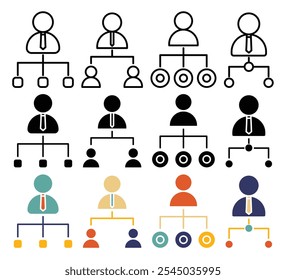 Coleção de ícones de chefe de departamento no plano de fundo branco