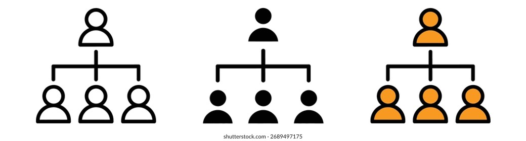 Vector de icono de jefe de departamento. jerarquía y trabajo en equipo, ideal para la formación corporativa, símbolo de iniciativas de formación de equipos. Ilustración vectorial.