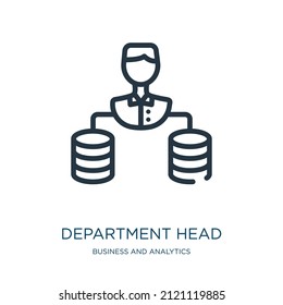 department head thin line icon. head, safety linear icons from business and analytics concept isolated outline sign. Vector illustration symbol element for web design and apps.