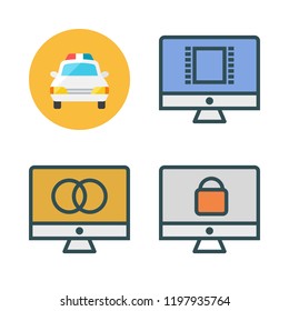department icon set. vector set about police car and monitor icons set.