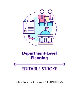 Planungssymbol der Abteilung Einnahmen und Ausgaben. Budgeting Prozess abstrakte Idee dünne Linie Illustration. Einzeln Umrisszeichnung. Bearbeitbarer Strich. Arial, Myriad Pro Fett Schriftarten verwendet