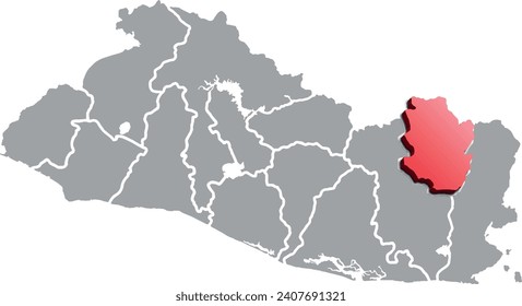 MORAZÁN DEPARTMENT MAP PROVINCE OF EL SALVADOR 3D ISOMETRIC MAP