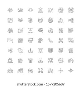 Department organization linear icons, signs, symbols vector line illustration set