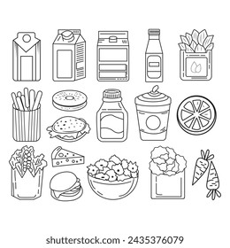 Icono plano de artículos de tiendas por departamentos. Icono creativo de la comida de la tienda del supermercado. Ilustración vectorial en estilo simple lineal.