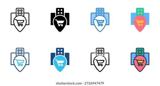 Los iconos de tiendas departamentales establecen una colección de estilos múltiples. Trazo editable 
