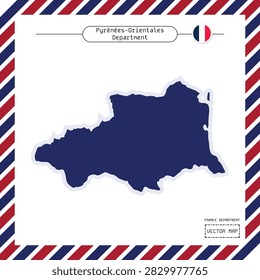 Pyrénées-Orientales department vector map representing southern France near the Mediterranean and Pyrenees, ideal for travel, tourism, geography, education and regional design.
