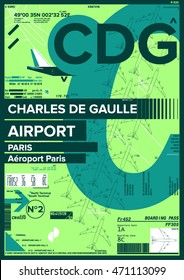 Departure and Arrival sign at  Charles De Gaulle Airport / Stock Vector Illustration
