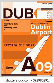 Departure and Arrival sign at DUBLIN Airport Stock Vector Illustration: T-Shirt Design / Print Design