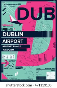 Departure And Arrival Sign At  Dublin Airport / Stock Vector Illustration
