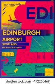 Departure and Arrival sign at  Edinburg Airport Stock Vector Illustration