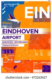 Departure and Arrival sign at Eindhoven Airport Stock Vector Illustration