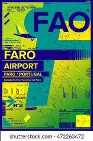 Departure and Arrival sign at Faro Airport Stock Vector Illustration