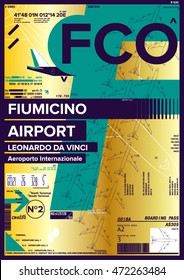 Departure and Arrival sign at  Fiumicino Airport Stock Vector Illustration