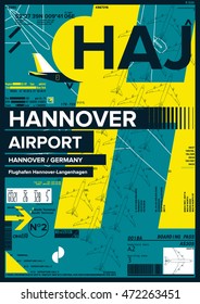 Departure and Arrival sign at Hannover Airport Stock Vector Illustration
