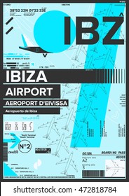 Departure and Arrival sign at Ibiza Airport Stock Vector Illustration