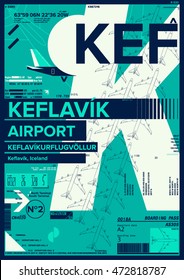 Departure and Arrival sign at Keflavik Airport Stock Vector Illustration