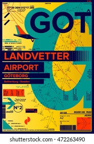 Departure and Arrival sign at Landvetter Airport Stock Vector Illustration