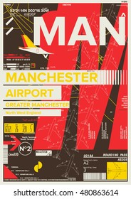 Departure and Arrival sign at Manchester Airport Stock Vector Illustration