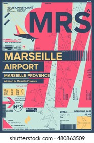 Departure and Arrival sign at Marseille Airport Stock Vector Illustration