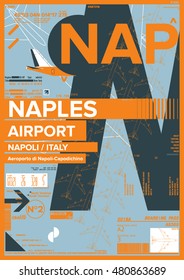 Departure and Arrival sign at Naples Airport Stock Vector Illustration