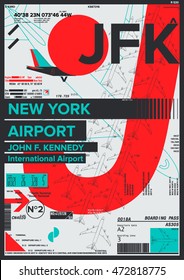 Señal de salida y llegada al aeropuerto de Nueva York Ilustración de vectores de stock