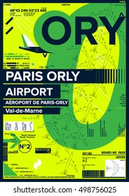 Departure and Arrival sign at Paris Orly Airport Stock Vector Illustration