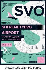 Departure and Arrival sign at Sheremetyevo Airport Stock Vector Illustration