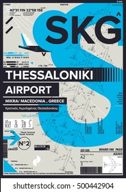 Departure and Arrival sign at Thessaloniki Airport Stock Vector Illustration