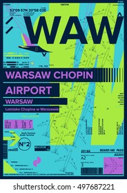 Departure and Arrival sign at Warsaw Chopin Airport Stock Vector Illustration