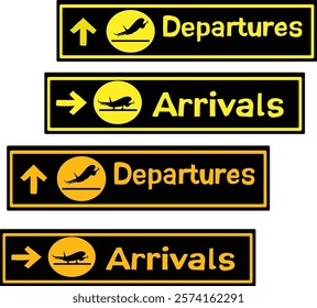 departure arrivals set vector illustration. Good for banner, poster, greeting card, party card, invitation, template, advertising, campaign, and social media.