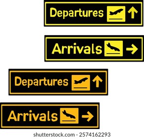 departure arrivals set vector illustration. Good for banner, poster, greeting card, party card, invitation, template, advertising, campaign, and social media.