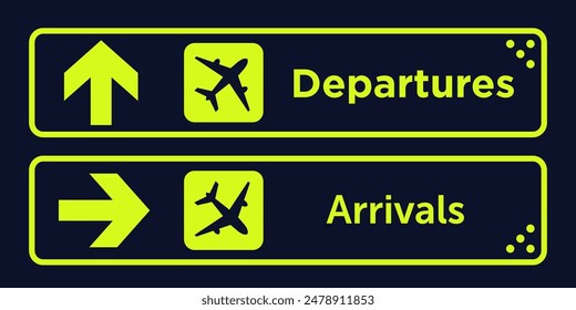 departure and arrivals sign board in airport isolated. Airport board airline sign.