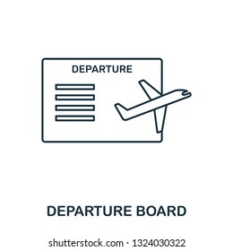 Departure Board icon. Outline thin line style from airport icons collection. Pixel perfect Departure Board icon for web design, apps, software, print usage